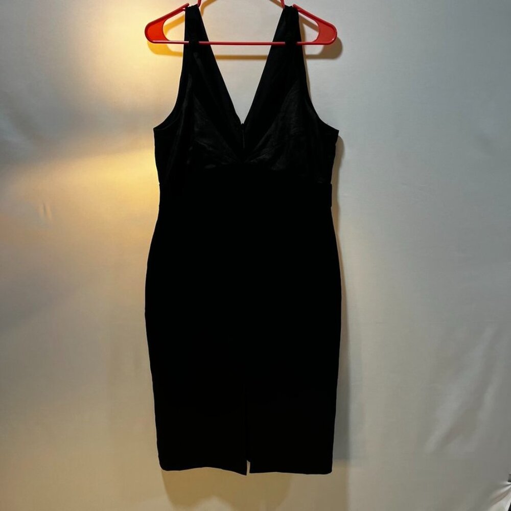 Harlyn Metallic Panel V-Neck Sleeveless Cocktail Sheath Dress Black XL - Picture 5 of 14